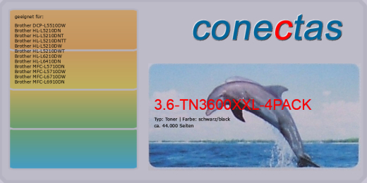 Toner 3.6-TN3600XXL-4PACK [ 4er Pack ] kompatibel mit Brother TN-3600XXL / 3600XXL